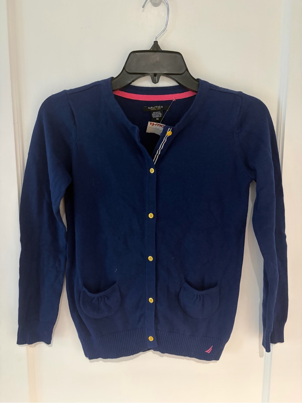 NWT Girls 10 Navy and Pink Nautica Cardigan